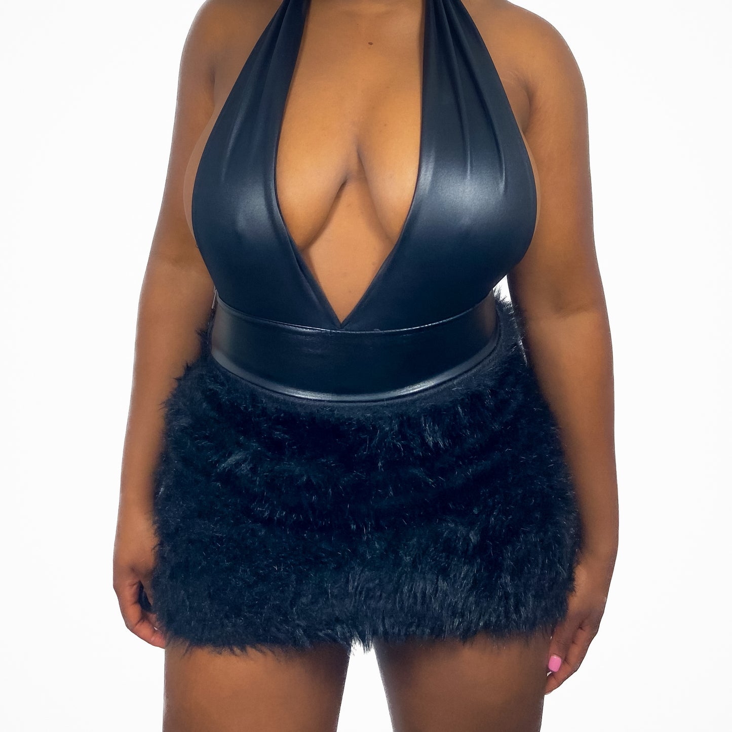 Wahala V Neck Faux Fur Set